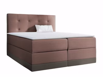 Lit continental Baltimore 139, Double, Rose, Tissu, Disponible