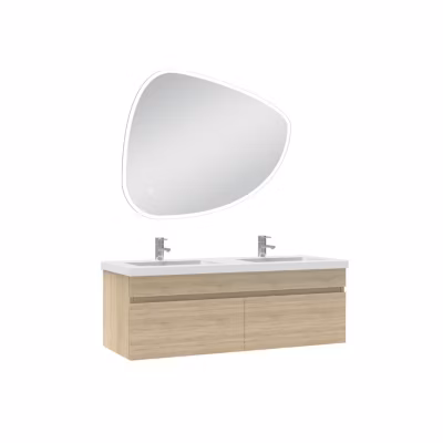 Meubles double vasque 120cm vasque + miroir 3 couleurs lumineux Chêne Wotan