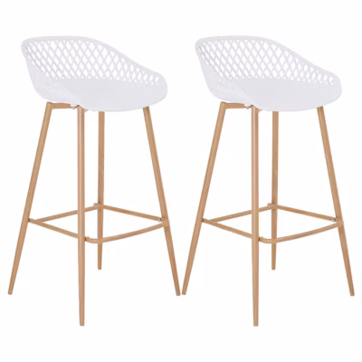 Lot de 2 tabourets de bar IREK, en plastique blanc