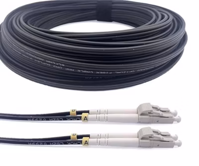Elfcam – 70m Câble Fibre Optique OS2 LC/UPC à LC/UPC, Duplex Monomode 9/125um, Acier Blindé, Extérieur/Intérieur, LSZH