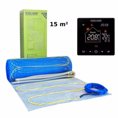 Kit chauffage au sol 15 m², 170 W/m² + SN-20 thermostat Wi-Fi programmable