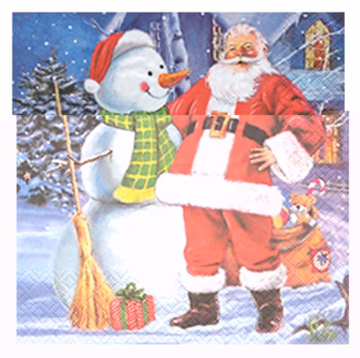 20 serviettes papier bonhomme de neige et Père Noel