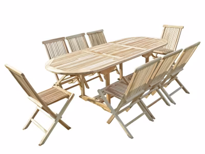 Ensemble salon de jardin en teck MAHUI 8 chaises