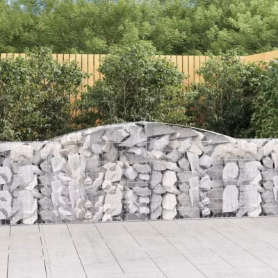 vidaXL 3x Paniers à Gabions Arqués Cages à Gabions Arquées Murs de Gabion Barrières de Jardin Terrasse Extérieur 3146867