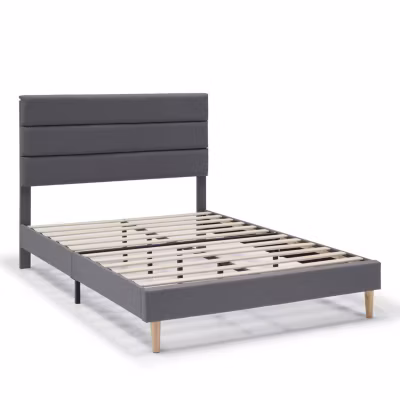 Cadre de lit plateforme Aroma capitonné 30 cm, 90×190 cm, Gris foncé