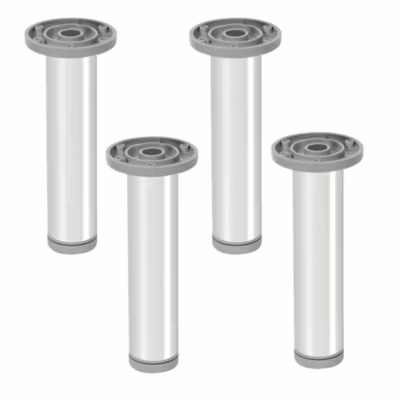 4 un. Pied de table rond en aluminium diamètre 40mm hauteur 400mm aluminium brillant avec régulateur de nivellement