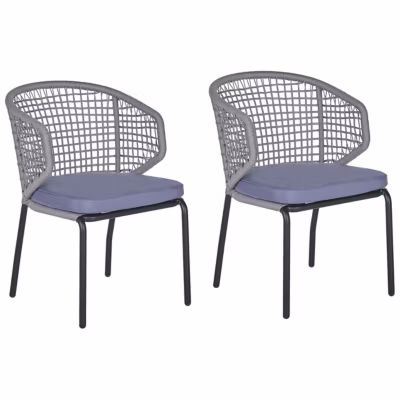 Lot de 2 chaises de jardin avec coussins PALMI Métal Gris