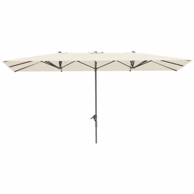 Parasol Double avec Manivelle, 451×264 cm, UV Protection, Crème, pour Jardin