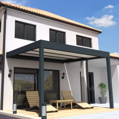 Pergola isotoit CONFORT rétractable Gris anthracite 4,00×4,40m (Motorisé à télécommande)