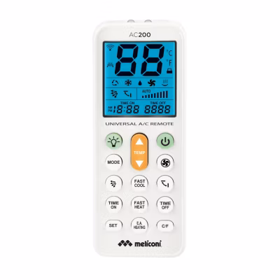 Meliconi – Télécommande climatisation universelle AC200 – Grand écran rétroéclairé – Programmation simple et rapide