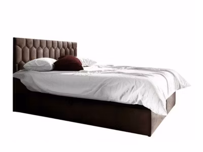 Lit continental Baltimore 181, Double, Marron, Tissu, Disponible
