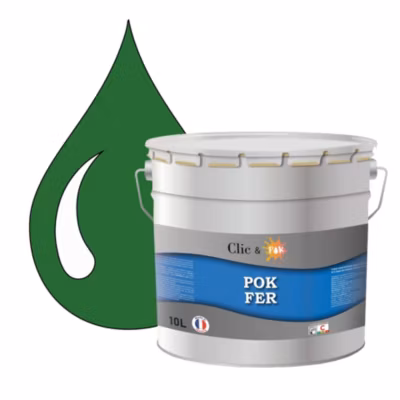 Peinture fer antirouille – Laque extérieure Semi-Brillante POK FER – 10L – RAL 6001 – Vert Émeraude