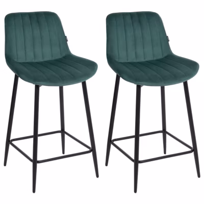 Lot de 2 chaises de bar DUBROVNIK Velours Vert émeraude