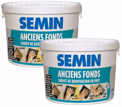 Enduit de Rénovation pour les Supports Irréguliers Semin Anciens Fonds, Intérieur/Extérieur, Seau de 5 kg, Lot de 2