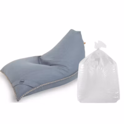 Soo Santaï Set Lazy Bro Indoor fauteuil poire + polystyrène 140 x 120 x 90cm intérieur déhoussable, avec poignées, Gris