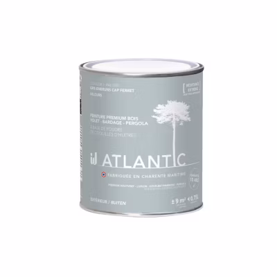 Peinture bois extérieurs – RAL 7035 Gris embruns Cap Ferret – 750ML – ATLANTIC