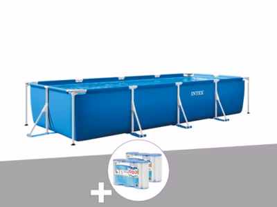 Kit piscine tubulaire rectangulaire 4,50 x 2,20 x 0,84 m + 6 cartouches – Intex