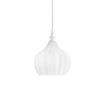 Cleofe – Suspension en verre transparent et blanc – Douille 1XE27, style vintage, 1XE27 max 1X60W, d.23cm, ampoules exclues