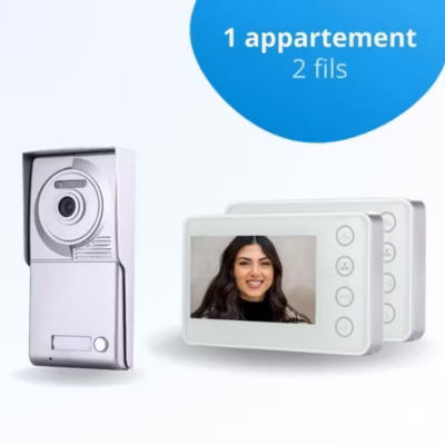 Portier interphone vidéo neo 2 fils – 1 appartement – 2 écrans blancs
