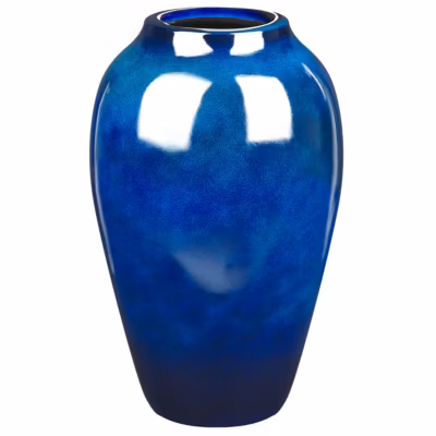 Vase à fleurs OCANA Céramique 37 cm Bleu foncé