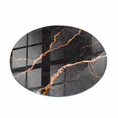 Dessus de table en verre trempé Wallfluent fi70 cm Motif marbré avec veines