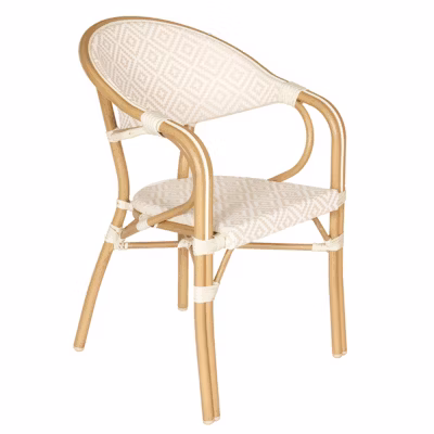 Chaise de terrasse style parisien aluminium et rotin synthétique beige  Oviala