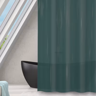 Rideau de douche L.180 x H.180 cm vert foncé en polyester Msv
