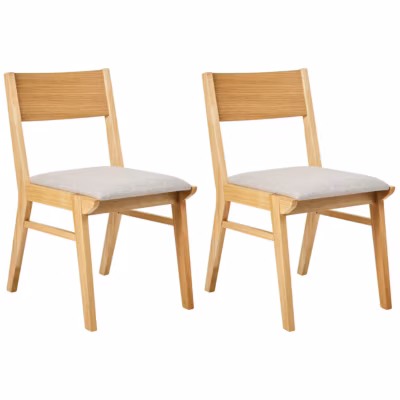 Lot de 2 chaises de salle à manger ENOLA Bois Marron clair/gris clair