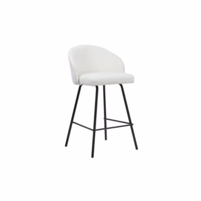 Chaise de comptoir Juni Bouclé Blanc, dimensions : H87 x L52 x P51 cm