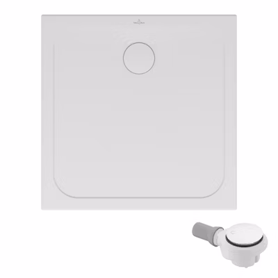 Receveur de douche antidérapant 80 x 80 VILLEROY ET BOCH Lifetime Plus Cerasoft céramique blanc + Bonde blanc