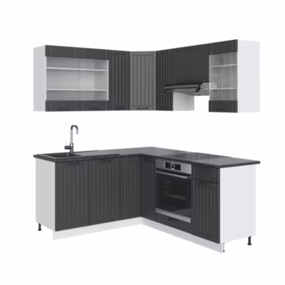 Vicco Cuisine en angle Anthracite maison de campagne/blanc 160x190cm , PT Anthracite