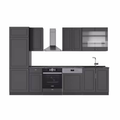 Vicco Cuisine Anthrazit-Gold Landhaus 300cm sans PT