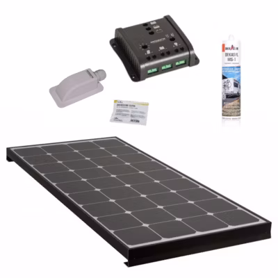 PACK  BLACK BOOSTER 170W Seul Panneau solaire Camping Car + Kit de pose solaire avec Régulateur de Charge ANTARION