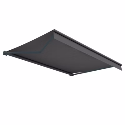 Store banne loggia LUPA Lambrequin inclus (Manuelle – Gris Anthracite – Noir – 4.00m x 3.00m)