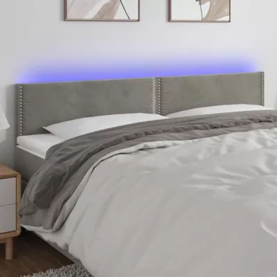 vidaXL Tête de Lit à LED Meuble de Chambre à Coucher Accessoire de Lit Double Tête de Cadre de Lit Intérieur Gris Clair 3121538