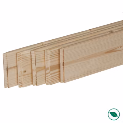 Pack promotionnel de 5 plinthes sapin massif bord rond 2050 x 95 x 9 mm %