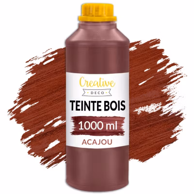 Creative Deco Teinte Bois Acajou 1L – Teinture Bois à Séchage Rapide – Protection de Surface – Vernis Bois Exterieur et Interieur