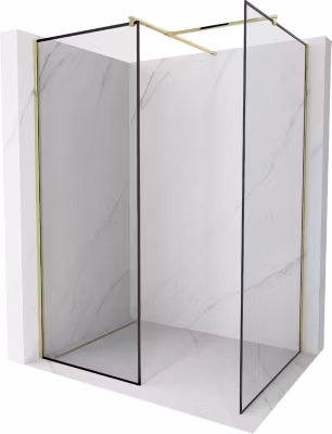 Mexen Kioto paroi de douche Walk-in 120 x 70 cm, cadre noir, doré – 800-120-202-50-70-070