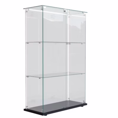 Vitrine En Verre Avec LED, 3 Niveaux, Vitrine De Collection, Vitrine D&rsquo;exposition à Double Porte
