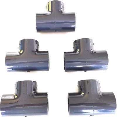 Lot de 5 Té 90 degrés PVC Pression U 40mm intérieur FFF PN16  Manchon 40 mm pour Piscine evécuation et arrosage Tés égaux