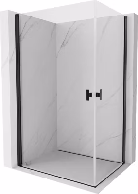 Mexen Mist-B Duo cabine de douche pivotante 90 x 75 cm, transparent, noire – 8A2-090-075-70-00