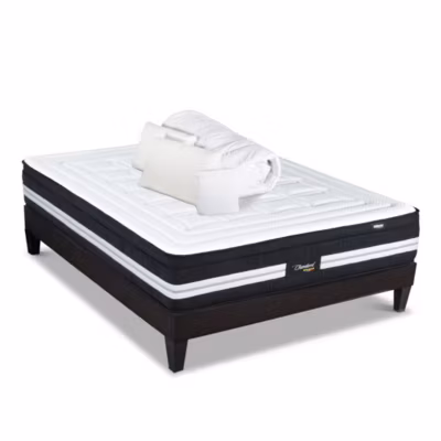 Pack Chambord 140×200 cm Matelas Ressorts + Sommier Bois + Accessoires