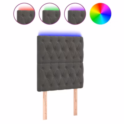 vidaXL Tête de Lit à LED Meuble de Chambre à Coucher Accessoire de Lit Simple Tête de Cadre de Lit Intérieur Gris Foncé 3122791