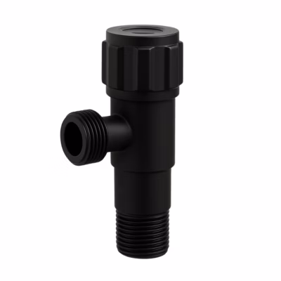 BALNEO – robinet d&rsquo;angle à obturateur champignon à siège céramique 1/2 x 3/8 noir acier inoxydable