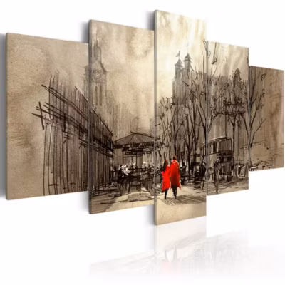 Tableau Vintage Romantic Stroll 100×50 cm