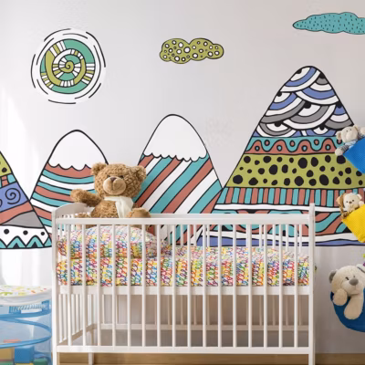 Stickers enfant montagnes scandinaves anoushka 100 x 150 cm