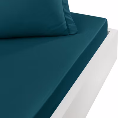 Drap housse en percale de coton bonnet 30 cm Petrol 90×190 cm SOFT PERCALE