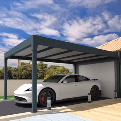 Carport isotoit MODERN îlot Gris anthracite 6,26×4,50m (Kit LED 3 cotés)