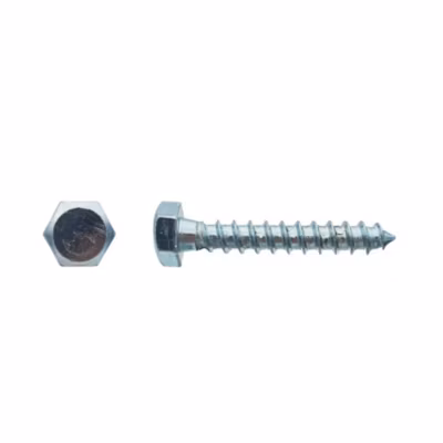 100 Tirefonds Bois Tête Hexagonale 10 x 40 mm – DIN 571 – Zingué blanc – D-Work