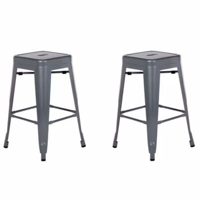 Lot de 2 tabourets de bar CABRILLO Métal Gris